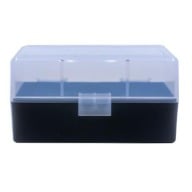 BERRY 222/223 HINGED-TOP BOX 50 RND-CLEAR/BLK 50/c