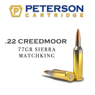 PETERSON AMMO 22 CREEDMOR 77gr SIERRA MK HPBT 20/BX