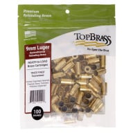 Top Brass 9mm Luger Once Fired Military NATO Unprimed Bag of 100